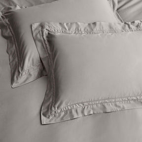 Kings & Queens Egyptian Cotton Classic Hemstitch Duvet Cover Set in Mushroom Pillowcase Sham Set