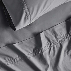 Kings & Queens Egyptian Cotton Classic Hemstitch Sheet Set in Grey Fabric Detail