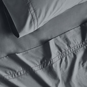 Kings & Queens Egyptian Cotton Classic Hemstitch Sheet Set in Slate Fabric Detail