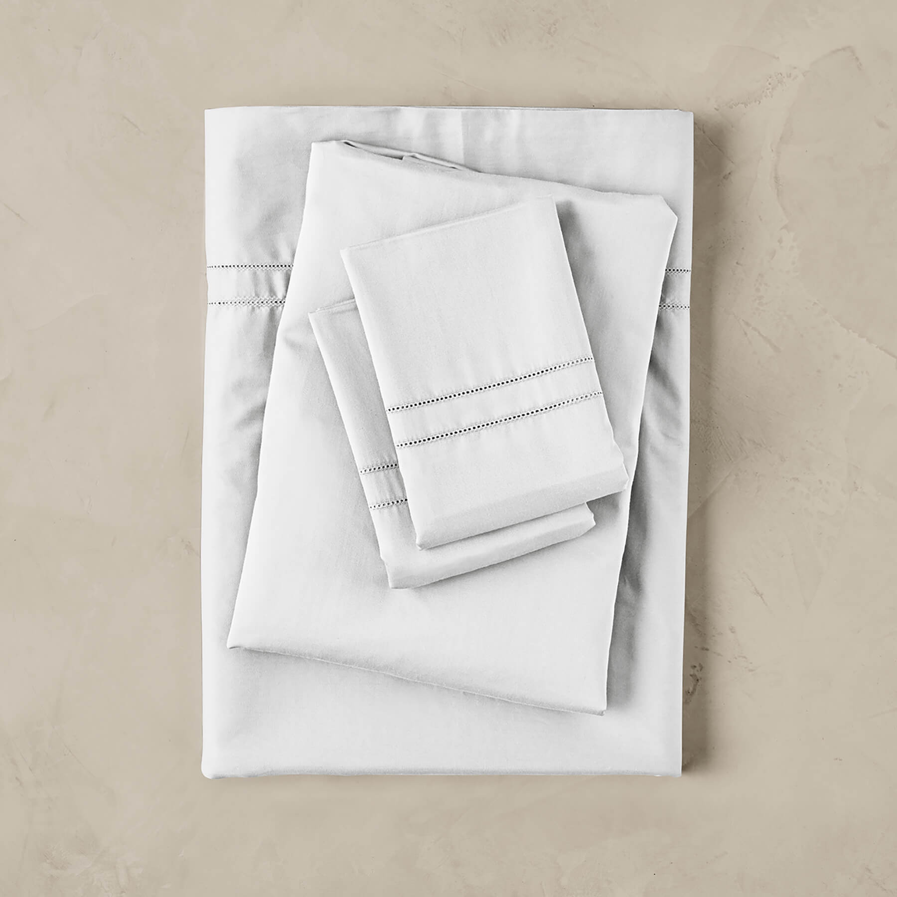 Kings & Queens Egyptian Cotton Classic Hemstitch Sheet Set in White Bedding Set