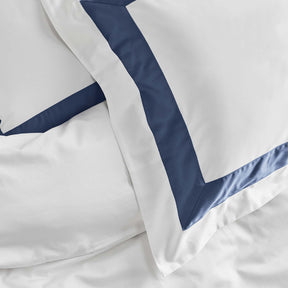 Kings & Queens Egyptian Cotton Signature Cuff Duvet Cover Set in Atlantic Top Bed