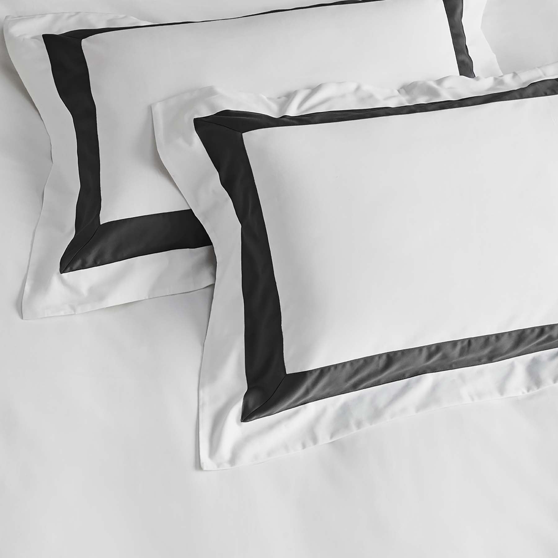Kings & Queens Egyptian Cotton Signature Cuff Duvet Cover Set in Charcoal Pillowcase Sham Set