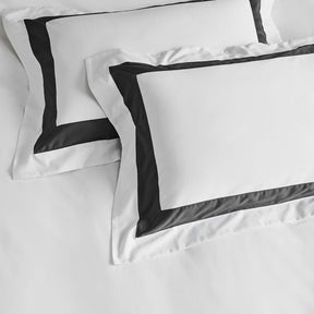 Kings & Queens Egyptian Cotton Signature Cuff Duvet Cover Set in Charcoal Pillowcase Sham Set