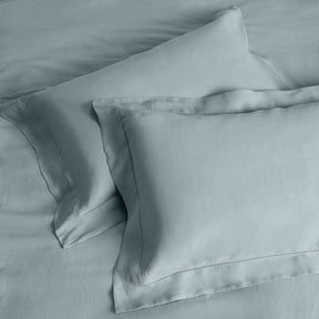 Kings & Queens Vintage Linen Duvet Cover Set in Lake Pillowcase Sham Set
