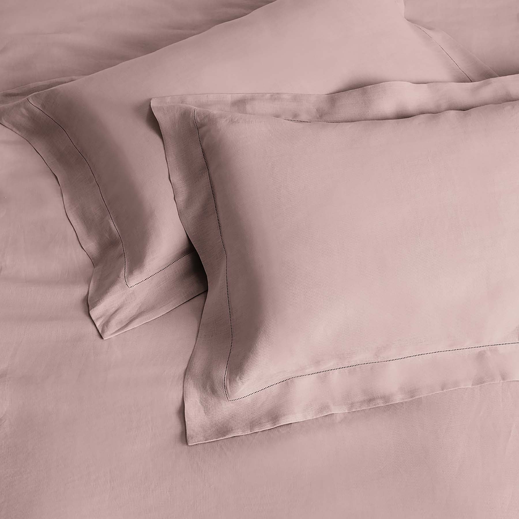 Kings & Queens Vintage Linen Duvet Cover Set in Mauve Pillowcase Sham Set