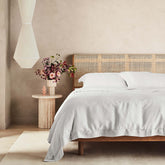 Kings & Queens Vintage Linen Duvet Cover Set in White Front View