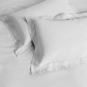 Kings & Queens Vintage Linen Duvet Cover Set in White Pillowcase Sham Set